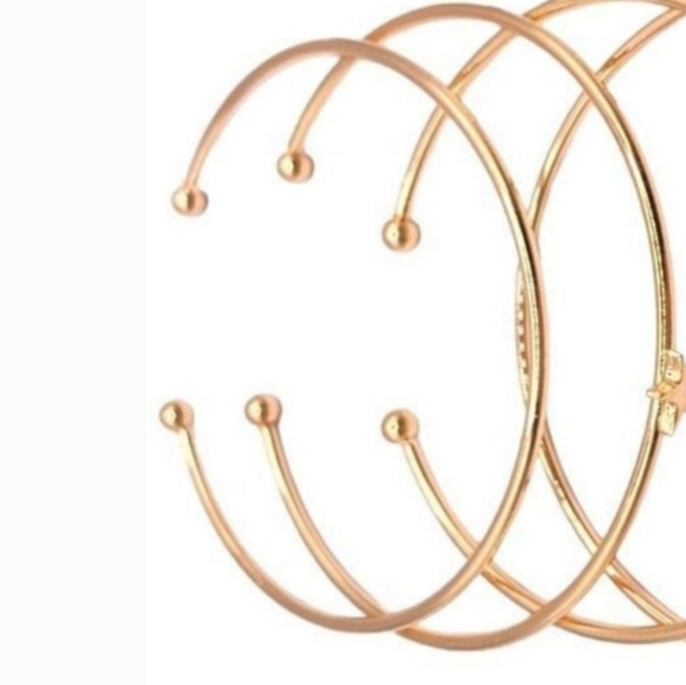 Minimalist Gold Cuff Bracelet (1) plain ball Gold plate Stainless Steel NEW